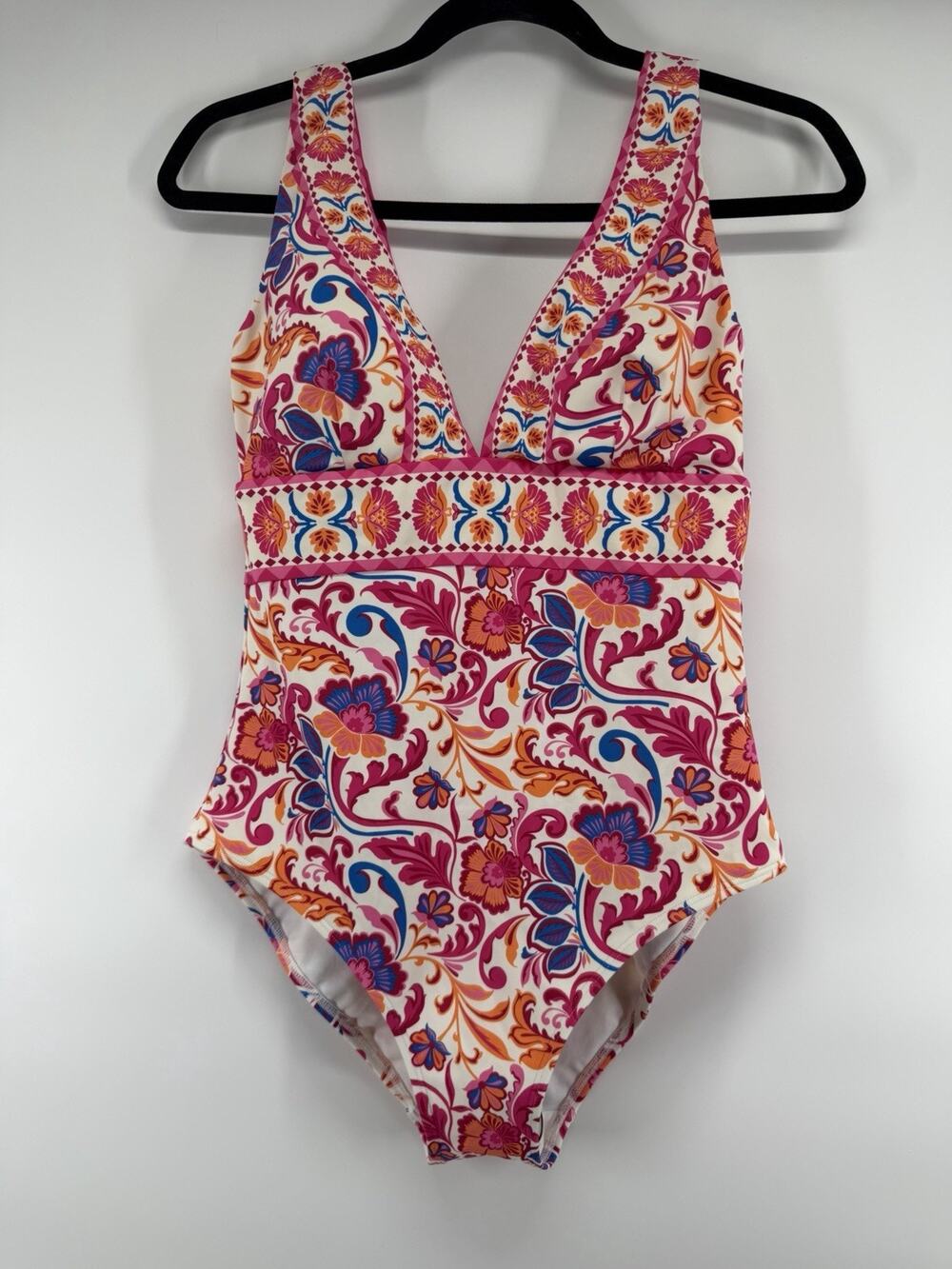 Boden Porto V-neck Swimsuit Pink Power, Flourishing Meadow Women’s Size 8R NWOT